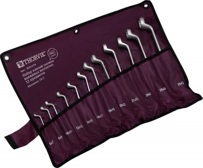 Thorvik W2S12TB Набор ключей гаечных накидных изогнутых серии ARC в сумке, 6-32 мм, 12 предметов W2S12TB