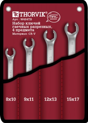 Thorvik W4S4TB Набор ключей гаечных разрезных серии ARC в сумке, 8-17 мм, 4 предмета W4S4TB