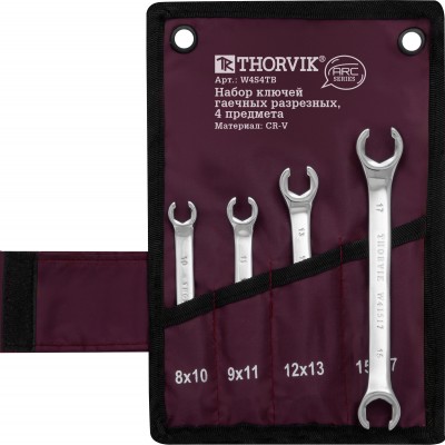 Thorvik W4S4TB Набор ключей гаечных разрезных серии ARC в сумке, 8-17 мм, 4 предмета W4S4TB