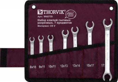Thorvik W4S7TB Набор ключей гаечных разрезных серии ARC в сумке, 8-19 мм, 7 предметов W4S7TB