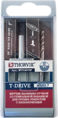 Thorvik MTG61SF Метчик машинно-ручной T-DRIVE со спиральной канавкой для глухих отверстий с направляющей в наборе М6х1.0, HSS-G MTG61SF