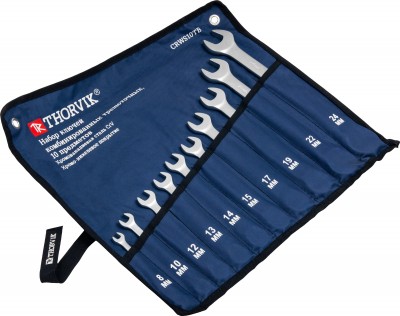 Thorvik CRWS10TB Набор ключей гаечных комбинированных трещоточных в сумке, 8-24 мм, 10 предметов CRWS10TB
