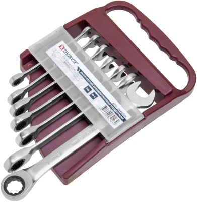 Thorvik CRWS7PR Набор ключей гаечных комбинированных трещоточных на держателе, 8-19 мм, 7 предметов CRWS7PR