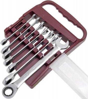 Thorvik CRWS7PR Набор ключей гаечных комбинированных трещоточных на держателе, 8-19 мм, 7 предметов CRWS7PR